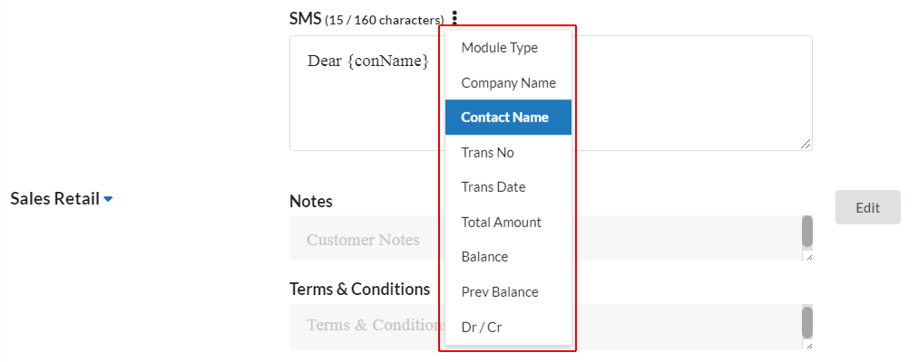 Output Books SMS api passing parameters